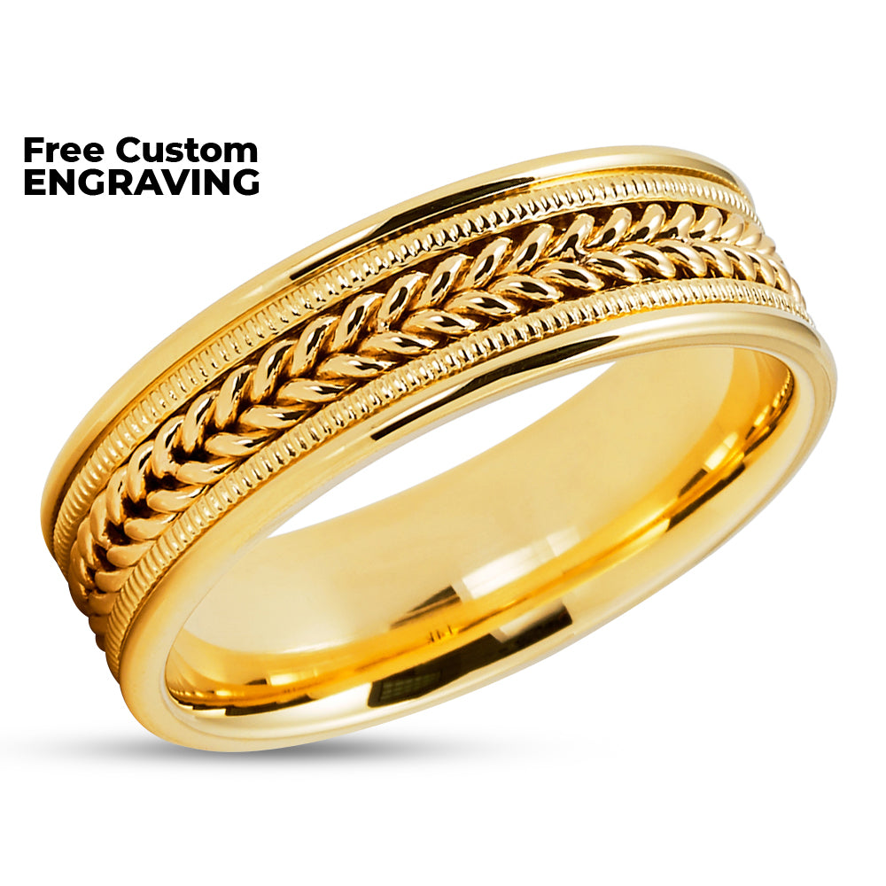 Gold Wedding Ring - Braid Wedding Ring - Gold Braid Ring - 14k Yellow Gold Ring - Wedding Ring