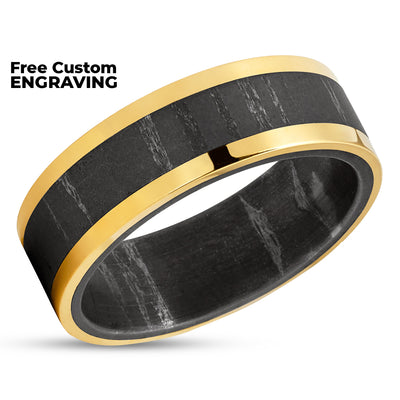 Yellow Gold Wedding Ring - Damascus Wedding Ring - 14k Yellow Gold - Damascus Ring