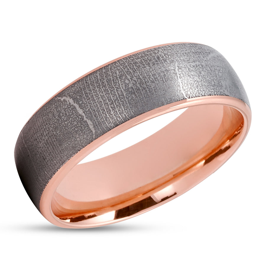Damascus Wedding Ring - Rose Gold Ring - 14k Rose Gold - Damascus Wedding Band