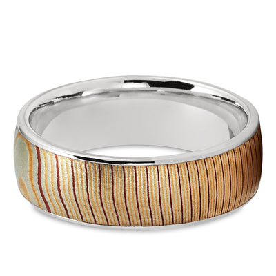 Damascus Wedding Ring - 14k White Gold - Damascus Wedding Band - Engagement Ring
