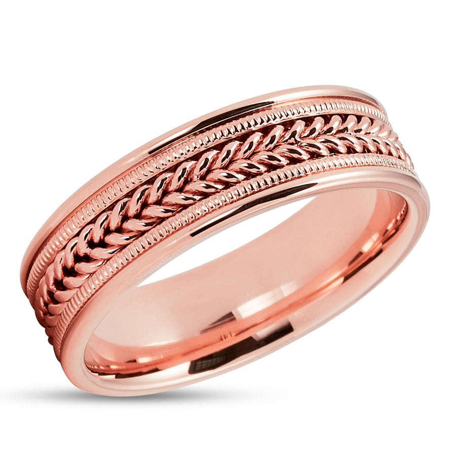 Rose Gold Wedding Ring - Braid Ring - 14k Rose Gold Ring - Wedding Band - Wedding Ring