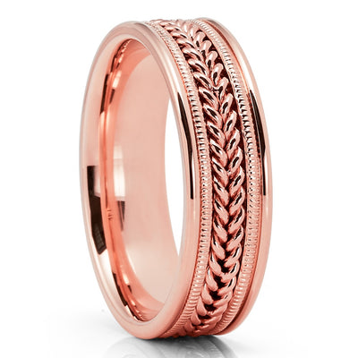 Rose Gold Wedding Ring - Braid Ring - 14k Rose Gold Ring - Wedding Band - Wedding Ring