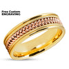 Yellow Gold Wedding Ring - Braid Wedding Ring - 14k Yellow Gold - 14k Rose Gold - Wedding Band
