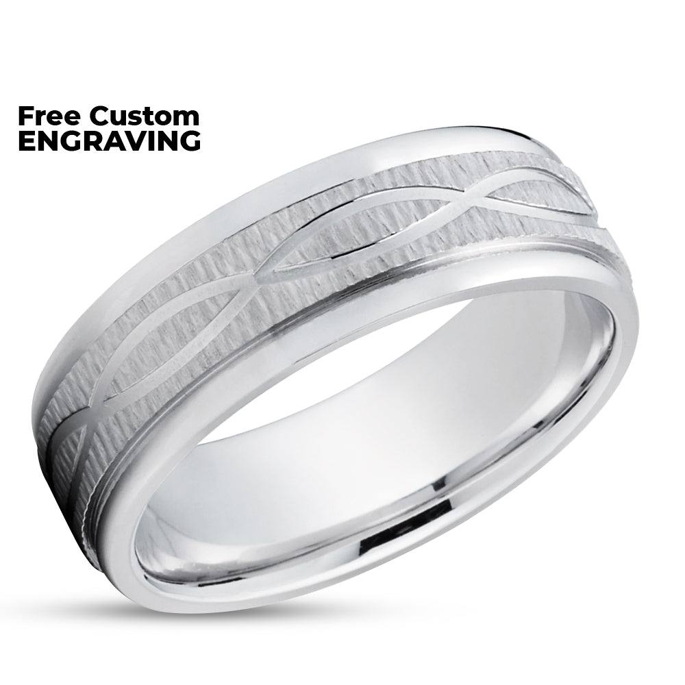 White Gold Wedding Ring - Infinity Design - Gold Wedding Ring - Engagement Ring - 14K