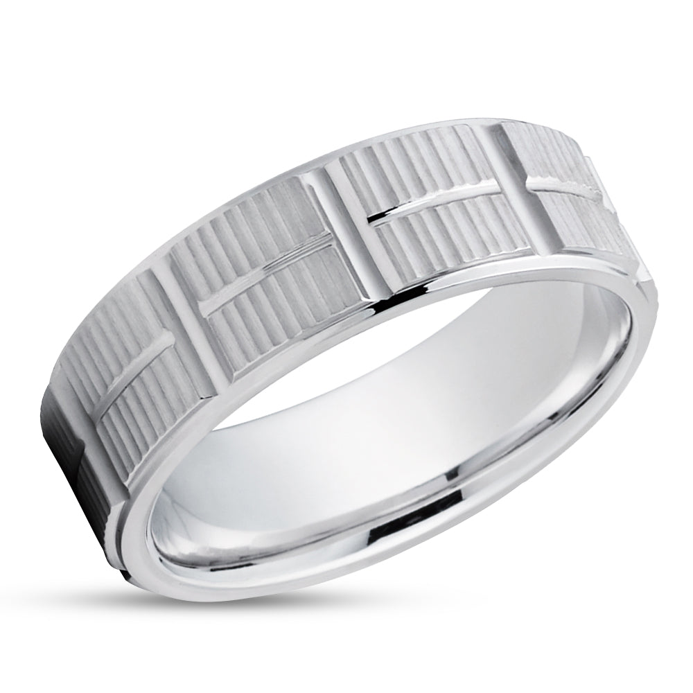 White Gold Wedding Ring - Gold Wedding Band - 14k Gold Ring - Man's Wedding Ring - Woman's