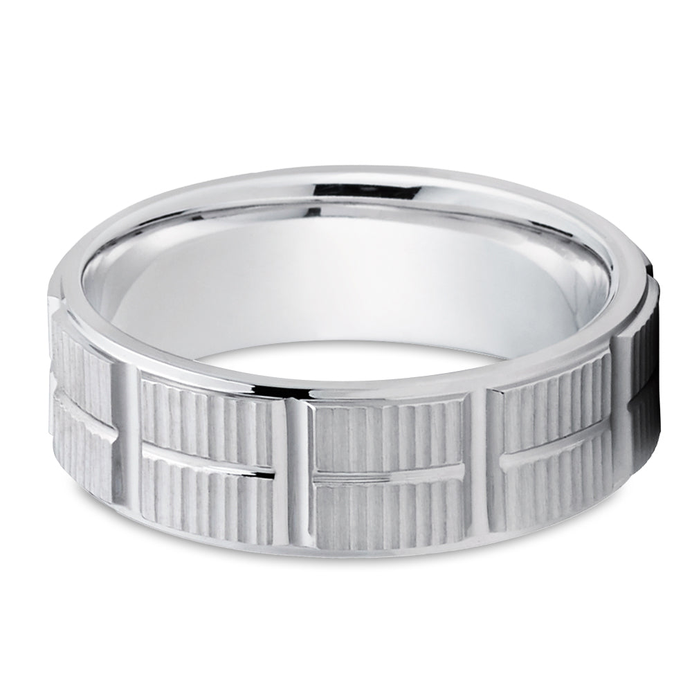 White Gold Wedding Ring - Gold Wedding Band - 14k Gold Ring - Man's Wedding Ring - Woman's