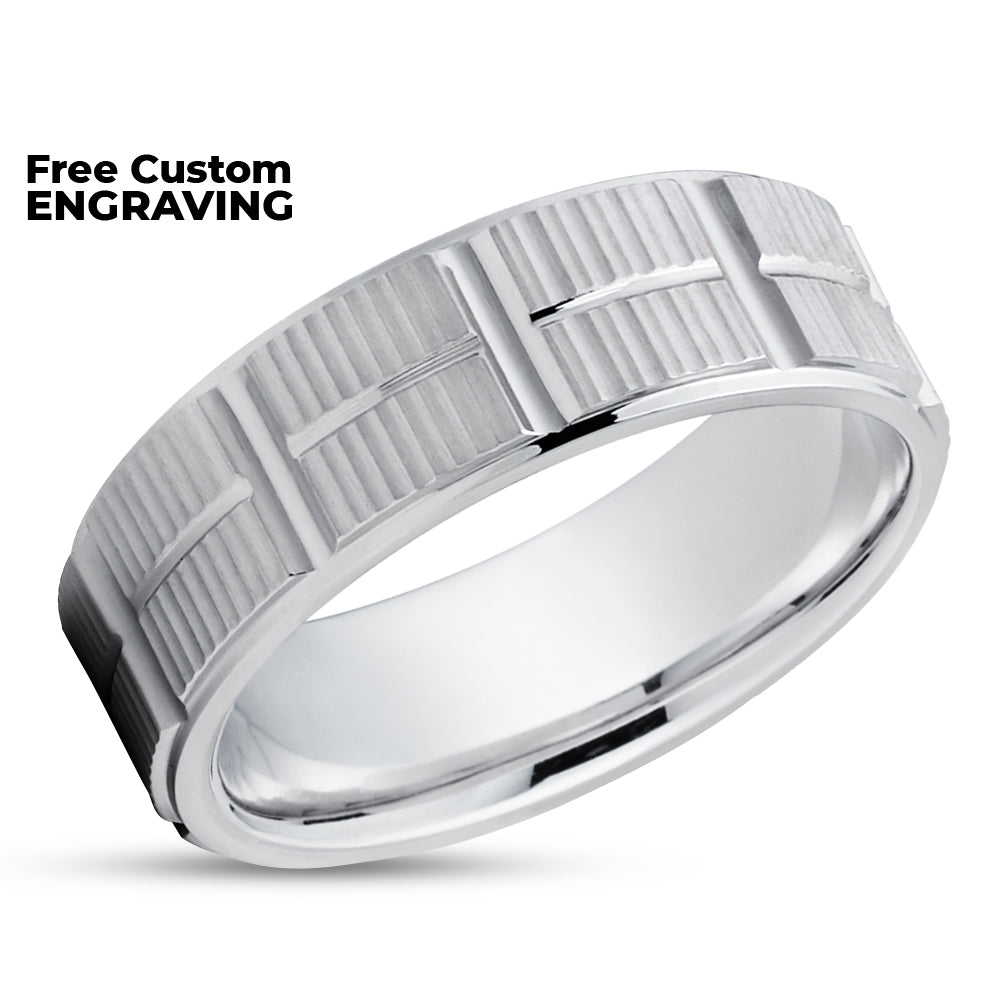 White Gold Wedding Ring - Gold Wedding Band - 14k Gold Ring - Man's Wedding Ring - Woman's