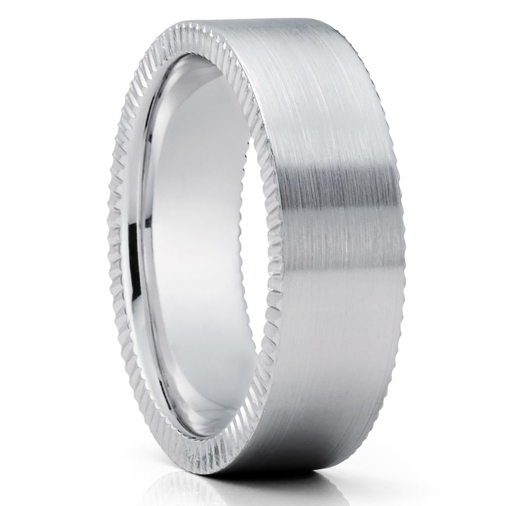 Man's Wedding Ring - White Gold Ring - Gold Wedding Band - Engagement Ring - Matte Finish Ring