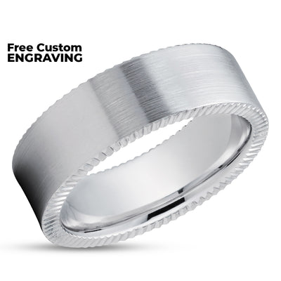 Man's Wedding Ring - White Gold Ring - Gold Wedding Band - Engagement Ring - Matte Finish Ring