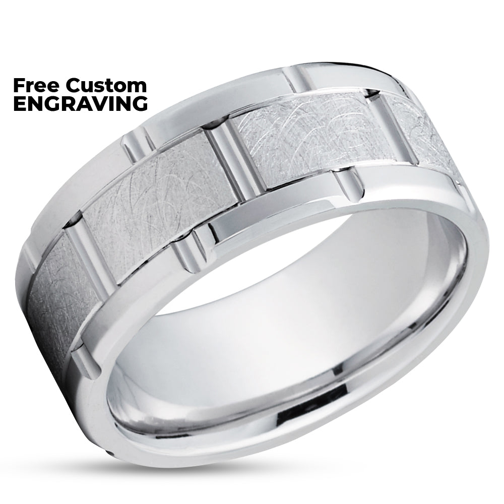 Man's Wedding Ring - White Gold Ring - 14k White Gold Wedding Ring - Engagement Ring