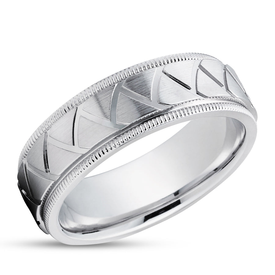 White Gold Wedding Ring - 14k Gold Wedding Ring - Matte Finished Ring - Wedding Band