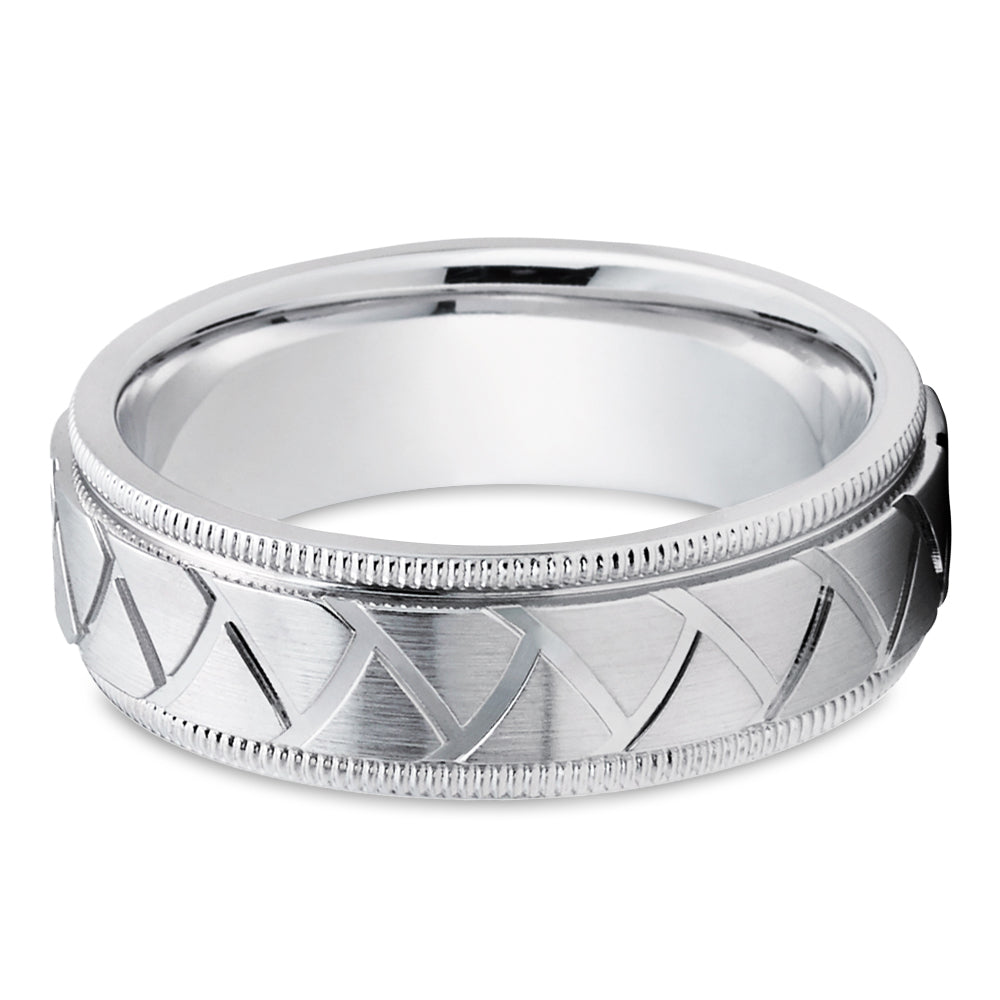 White Gold Wedding Ring - 14k Gold Wedding Ring - Matte Finished Ring - Wedding Band