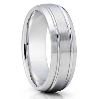 Dome Wedding Ring - White Gold Wedding Ring - 14k White Gold Ring - Wedding Band