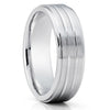 Grooved Wedding Ring - White Gold Ring - Man's Wedding Ring - Woman's Ring - 14k Gold