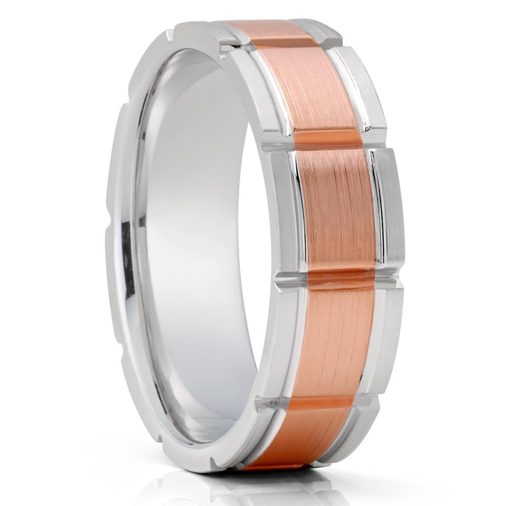 Rose Gold Wedding Ring - Rose Gold Wedding Band - 14k Rose Gold Ring - White Gold Ring