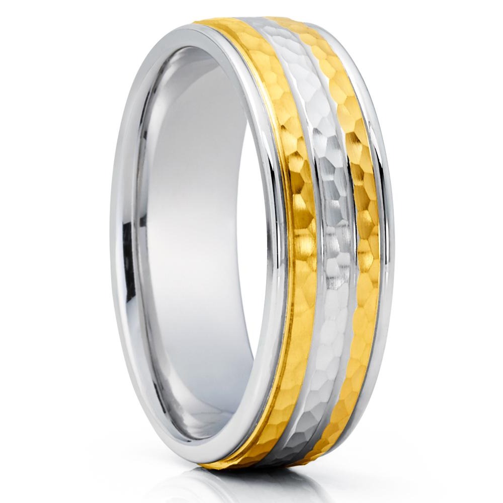 Gold Wedding Ring - White Gold Wedding Ring - Hammered Wedding Ring - 14k Yellow Gold