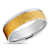 Yellow Gold Wedding Ring - Hammered Wedding Ring - 14k Gold Ring - White Gold Band - Unique