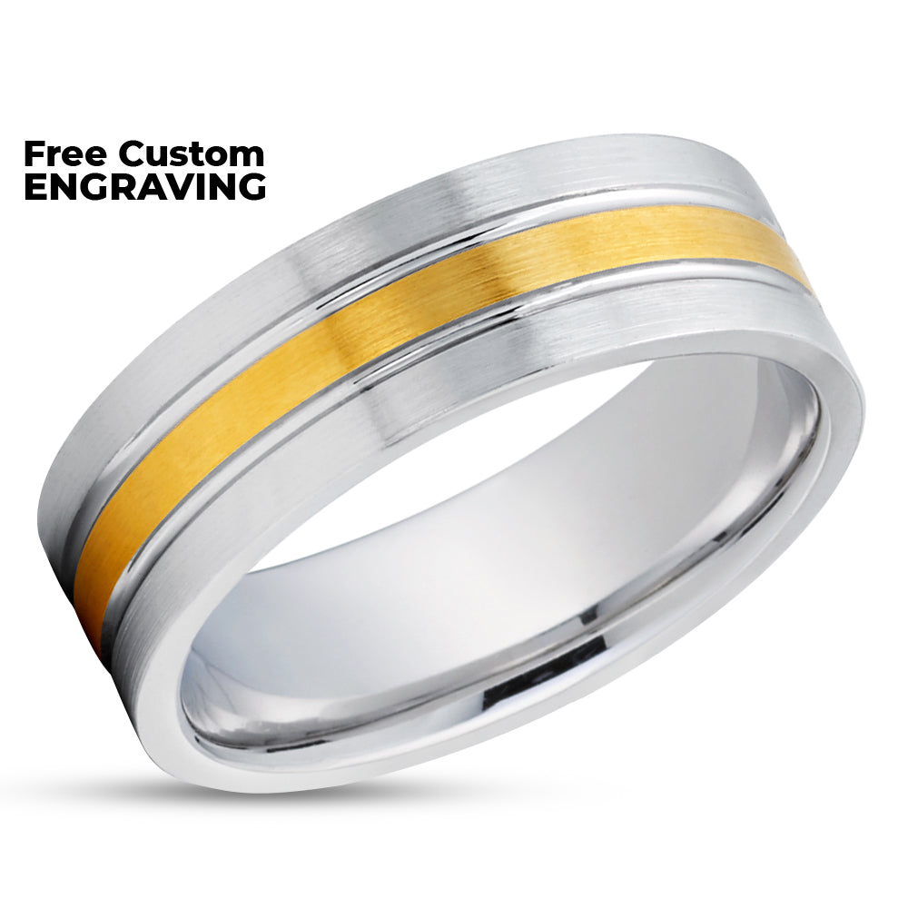 White Gold Wedding Ring - 14k Gold Wedding Ring - Engagement Ring - Man's Gold Ring