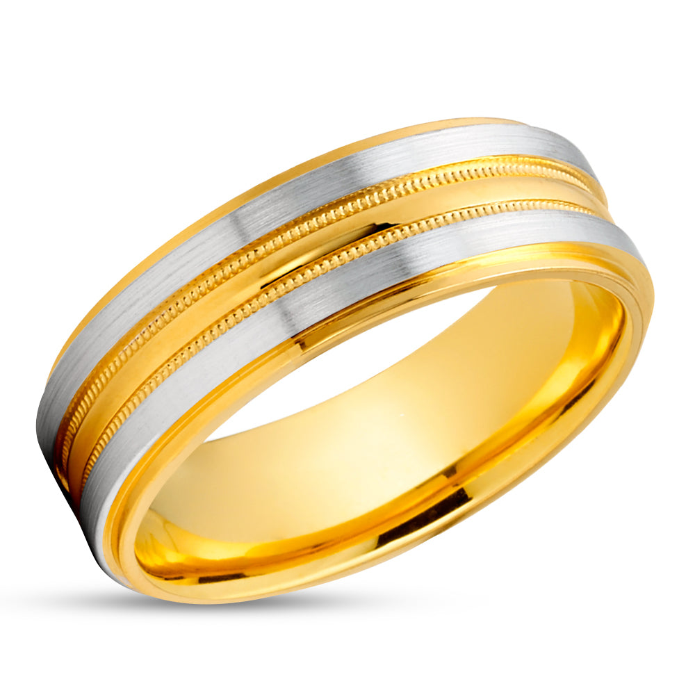 White Gold Wedding Ring - Gold Wedding Ring - 14k Yellow Gold Ring - Anniversary Ring