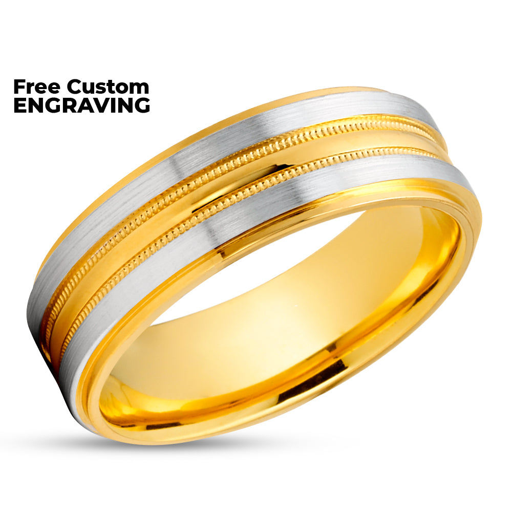 White Gold Wedding Ring - Gold Wedding Ring - 14k Yellow Gold Ring - Anniversary Ring