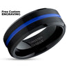 Blue Tungsten Wedding Ring - Black Wedding Band - Blue Wedding Ring - Anniversary
