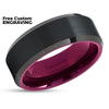 Purple Tungsten Ring - Black Tungsten Ring - Tungsten Carbide Ring - Purple Band