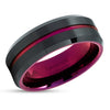 Purple Wedding Ring - Black Tungsten Ring - Purple Wedding Band - Black Wedding Ring