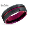 Purple Wedding Ring - Black Tungsten Ring - Purple Wedding Band - Black Wedding Ring