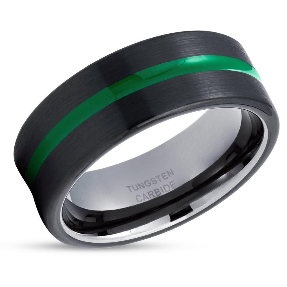 Gunmetal Tungsten Ring - Green Tungsten Ring - Black Tungsten Ring - Unisex - Black Ring
