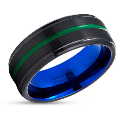 Green Tungsten Wedding Ring - Blue Tungsten Ring - Black Wedding Ring - Engagement Ring