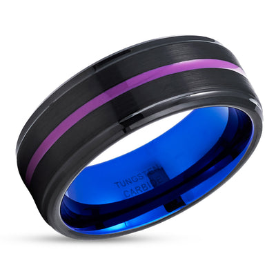 Purple Wedding Band - Blue Tungsten Ring - Black Wedding Ring - Engagement Ring