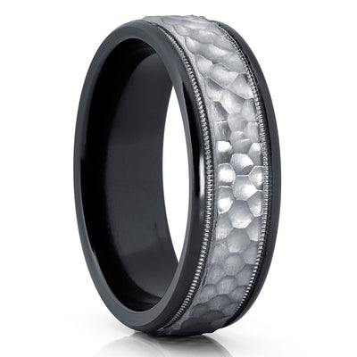 Black Wedding Ring - Black Zirconium Wedding Ring - Zirconium Wedding Ring - Black Ring