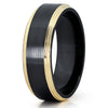 Black Zirconium Wedding Ring - Yellow Gold Wedding Band - 14k Yellow Gold - Black Ring