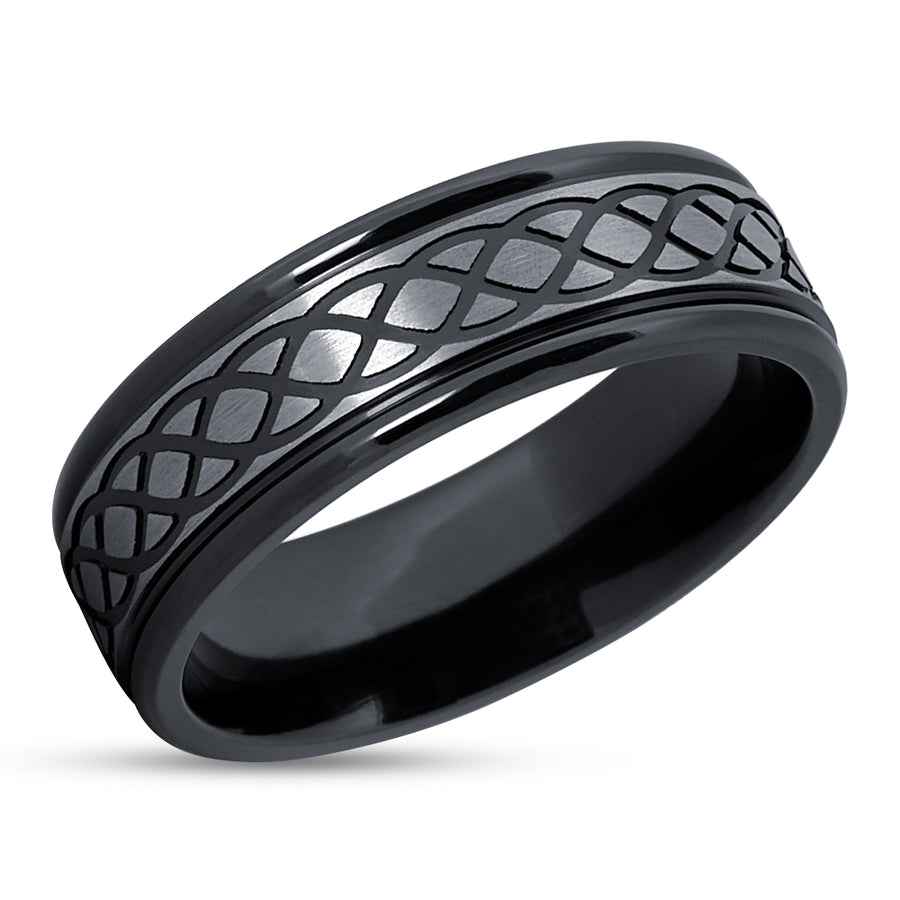 Zirconium Wedding Ring - Black Wedding Ring  - Infinity Ring - Black Wedding Band - Ring