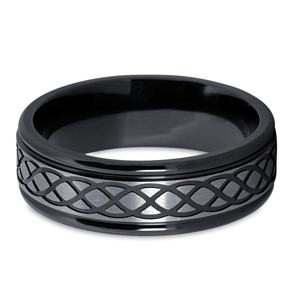 Zirconium Wedding Ring - Black Wedding Ring  - Infinity Ring - Black Wedding Band - Ring