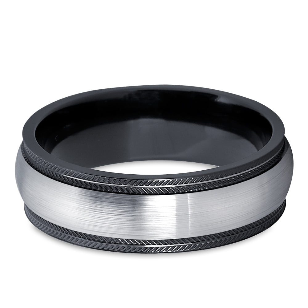 Zirconium Wedding Band - Black Wedding Ring - Black Zirconium Ring - Engagement Ring