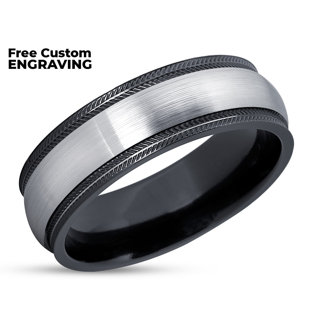 Zirconium Wedding Band - Black Wedding Ring - Black Zirconium Ring - Engagement Ring