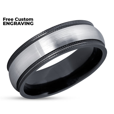 Zirconium Wedding Band - Black Wedding Ring - Black Zirconium Ring - Engagement Ring