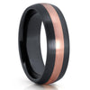 Black Zirconium Ring - Rose Gold Wedding Ring - 14k Rose Gold - Zirconium Ring