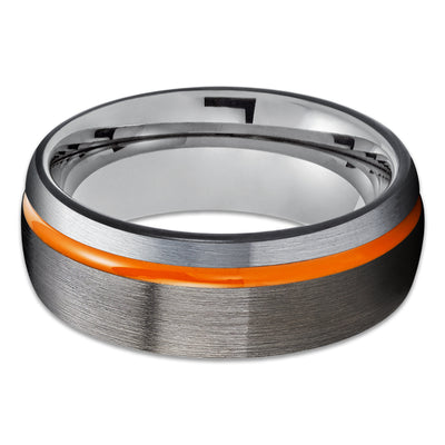 Gunmetal Tungsten Ring - Orange Tungsten Ring - Anniversary Ring - Black Tungsten Ring