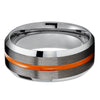 Gunmetal Tungsten Ring - Orange Tungsten Ring - Tungsten Carbide - Men & Women Ring