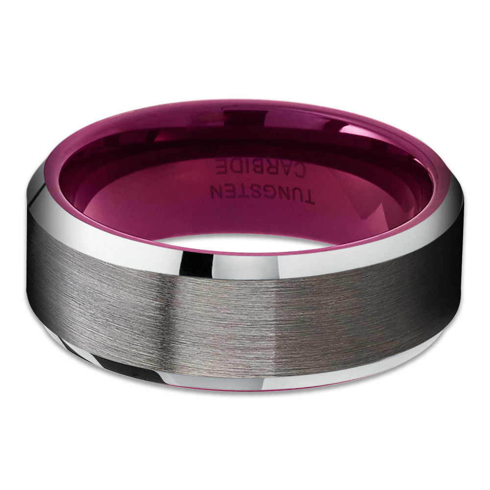 Purple Wedding Ring - Gunmetal Wedding Ring - Tungsten Wedding Ring - Purple Ring
