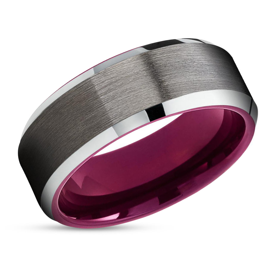 Purple Wedding Ring - Gunmetal Wedding Ring - Tungsten Wedding Ring - Purple Ring