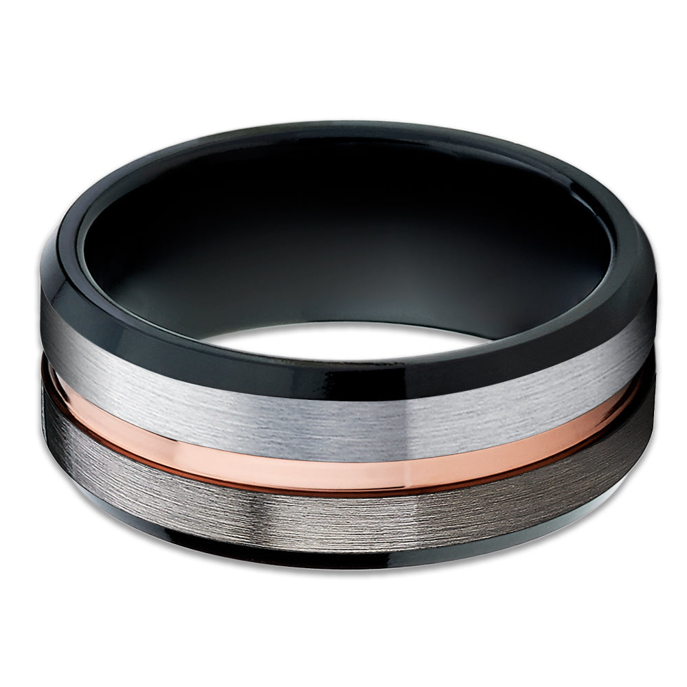 Gunmetal Wedding Ring - Rose Gold Wedding Ring - Black Wedding Ring - Tungsten Ring