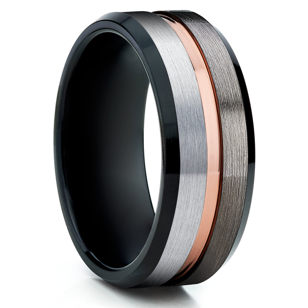 Gunmetal Wedding Ring - Rose Gold Wedding Ring - Black Wedding Ring - Tungsten Ring