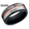 Gunmetal Wedding Ring - Rose Gold Wedding Ring - Black Wedding Ring - Tungsten Ring