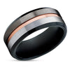 Gunmetal Wedding Ring - Rose Gold Wedding Ring - Black Wedding Ring - Tungsten Ring