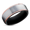 Black Tungsten Wedding Band - Black Tungsten Ring - Rose Gold - Tungsten Carbide Ring