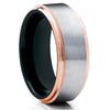 Black Wedding Band - Rose Gold Tungsten - Tungsten Wedding Ring - Men's Ring