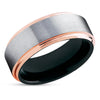 Black Wedding Band - Rose Gold Tungsten - Tungsten Wedding Ring - Men's Ring